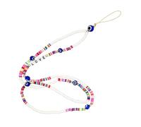 EPIGEIST Cadena Trenzada para Teléfono Móvil con Cuentas Decorativas Correa Larga para Cuello y Muñeca Accesorio Delicado y Duradero para Colgar Móvil Estilo Étnico con Amuleto Love y Ojo