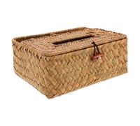 EPIGEIST Caja de Pañuelos de Paja Tejida con Tapa para Almacenamiento y Organización de Escritorio Soporte Decorativo para Hogar Oficina y Baño