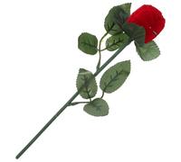 EPIGEIST Caja para Anillos Forma de Rosa Roja y Hojas Joyero de Terciopelo 4X4 CM Estuche Oculto para Anillos de Compromiso y Promesa Obsequio Romántico para San Valentín y Boda