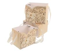 EPIGEIST Caja Vintage China para Flores 3 Piezas con Patrón Oriental y Cierre de Botón, Caja de Papel Floral Beige con Asa Portátil para Bodas, Fiestas y Decoración Festiva