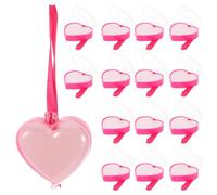EPIGEIST Cajas de Embalaje para San Valentín 15 Piezas, Cajas de Plástico Semitransparente Forma de Corazón, Decoración Colgante Romántica para Fiestas y Regalos en Color Rosa Fucsia