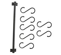 EPIGEIST Colgador de Utensilios Cocina Aluminio Negro Rack sin Taladro Ganchos Multifuncional para Almacenamiento Pared Soporte para Utensilios y Tazas Práctico y Duradero