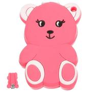 EPIGEIST Cortaúñas para Bebés Diseño de Oso Rosa, Acero al Carbono y Silicona Antideslizante, Tamaño Pequeño, Cuidado Seguro de Uñas para Recién Nacidos y Niños Pequeños