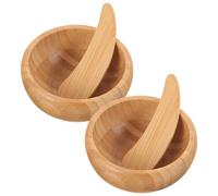 EPIGEIST Cuenco para Mascarilla Facial de Bambú Natural 2 Piezas, Herramienta para Mezclar Mascarillas Caseras, Kit Compacto para Cuidado Piel en Casa y Viajes, Color Beige, Accesorio