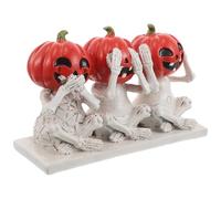EPIGEIST Decoración Halloween Resina Estatuilla Calabaza Esqueleto No Ver No Oír Hablar Adorno Mesa Terrorífica para Hogar y Fiesta