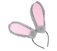 EPIGEIST Diadema Orejas De Conejo De Peluche Gris 1 Unidad Tamaño Único Cosplay Niña Fiesta De Pascua Accesorio Divertido y Cómodo