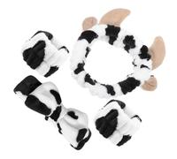 EPIGEIST Diadema Para Lavarse La Cara Estampado De Vaca, Conjunto 3 Piezas, Tamaño Medio, Banda Para Maquillaje y Spa Para Mujer, Apta Para Cuidado Facial y Baño