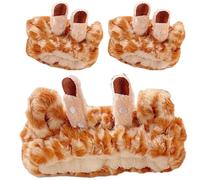 EPIGEIST Diadema para Lavarse la Cara y Muñequera de Peluche Diseño de Jirafa, Absorbente y Elástica, Color Marrón y Beige, Conjunto de 2 Piezas para Spa y Cuidado Personal