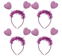 EPIGEIST Diademas de Corazón Purpurina 4 Piezas Tamaño Estándar para Fiesta Niñas y Mujeres Accesorios Cabello de San Valentín Color Fucsia