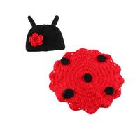 EPIGEIST Disfraz de Mariquita para Niño Recién Nacido Gorro de Crochet Cómodo y Elástico, Traje de Fotografía en Lana para Sesión Baby Shower