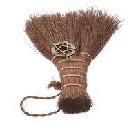 EPIGEIST Exquisito Colgante de Escoba Marrón Hecha Mano Adorno para Coche Colgante de Bruja para Jardín Decoración de Halloween Mini Modelo de Escoba Amuleto de Bruja