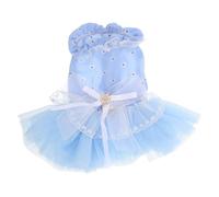 EPIGEIST Falda Tutú para Mascotas Pequeña Color Azul Claro Vestido de Princesa para Perros y Gatos Falda de Tul Ligera y Transpirable para Fiesta y Paseo Talla S Pecho 35 CM Largo 25