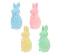 EPIGEIST Figuras Decorativas de Conejo de Pascua Flocado de Espuma 15 Cm, 4 Piezas en Tonos Pastel (Azul, Verde, Amarillo y Rosa), Decoración de Mesa para Fiesta y Centro de Mesa