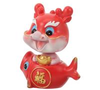 EPIGEIST Figurilla de Dragón de Resina Sólida Decoración para Salpicadero de Coche Diseño Cabeceante Único Adorno Miniatura para Hogar Oficina y Coche Mascota Dragón Suerte Roja