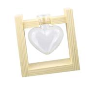 EPIGEIST Florero de Vidrio con Forma de Corazón y Soporte de Madera Natural Decorativo para Plantas Hidropónicas Escritorio para Oficina y Salón
