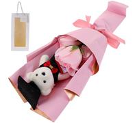 EPIGEIST Flores de Jabón con Oso Graduación Ligero y Realista de Rosas Perfumadas para Decoración y Regalo con Bolsa para Adolescentes y Arreglos de Mesa