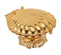 EPIGEIST Frutero con Pedestal Dorado Pequeño Bandeja Decorativa con Forma de Concha Marina Aleación de Zinc Resistente Bol para Aperitivos y Frutas Centro de Mesa Versátil para Comedor