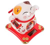 EPIGEIST Gato Suerte Solar con Brazo Móvil Decoración para Coche y Hogar Adorno Creativo para Oficina y Escritorio Figurilla Chino Tradicional Que Atrae Prosperidad y Protección