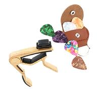 EPIGEIST Juego De Cejilla Para Guitarra Eléctrica De Madera Clara 1 Capo Portátil, 6 Púas De Guitarra y 1 Porta Púas, Accesorio Musical Para Afinación y Práctica Eficaz