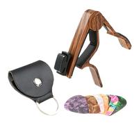 EPIGEIST Juego de Cejilla para Guitarra y Ukelele 1 Cejilla de Madera Oscura 6 Púas de Guitarra y 1 Porta Púas Accesorio Portátil para Ajuste Rápido y Afinación Precisa