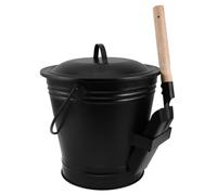 EPIGEIST Juego de Cubo y Pala para Cenizas de Chimenea, Set Metálico Resistente con Tapa y Asa Ergonómica, Capacidad Grande, para Limpieza Interior y Exterior, Accesorio Práctico para