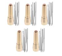 EPIGEIST Juego de Herramientas para Reparación de Zapatos con Punzón Intercambiable, Mango de Cobre, 5 Unidades, Kit de Costura Manual para Punzón de Reparación de Lona y Aguja de