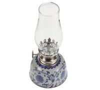 EPIGEIST Lámpara de Aceite Vintage de Cerámica Azul y Diseño Loto Decorativo Pequeña para Altar y Hogar Farol Rústico Estilo Clásico para Iluminación Espiritual y Ambiente