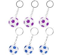EPIGEIST Llavero Deportivo de Fútbol 6 Piezas, Colgante Modelo Balón en Pvc y Metal, Colores Azul-blanco y Morado-blanco, Decoración para Llaves y Mochila, Recuerdos para Eventos