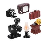 EPIGEIST Miniatura Cámara Vintage Decoración Hogar con Maleta Retro y Lámpara Queroseno Muebles para Casa de Muñecas Vintage Accesorios para Decoración Cine y para Sala Comedor y