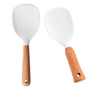 EPIGEIST Paleta de Arroz de Silicona Antiadherente con Mango de Madera Ergonómico Cuchara para Arroz de Cocina Resistente al Calor Set 2 Piezas para Uso Doméstico y Restaurante