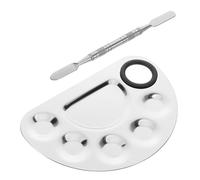 EPIGEIST Paleta Maquillaje Acero Inoxidable con Espátula para Base y Esmalte Ligera y Portátil Esencial para Artistas y Uñas Creativas