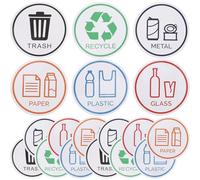 EPIGEIST Pegatinas para Reciclaje de Basura Autoadhesivas de Pvc, Resistentes Intemperie, 24 Unidades (6 Diseños X 4), 15 Cm, para Contenedores de Reciclaje en Interiores y