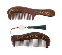 EPIGEIST Peine de Madera de Sándalo Masajeador Antiestático Set 2 Piezas Portátil para Viaje Peine de Dientes Anchos Hecho a Mano Cuidado del Cuero Cabelludo y Desenredante para Cabello