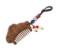 EPIGEIST Peine Pequeño De Madera Tallada De Sándalo Peine De Bolsillo Decorativo Con Cuerda Trenzada Para Llavero Para Mochila Bolso Amuleto Chino Suerte Para Año Para Mujeres y Niñas