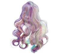 EPIGEIST Peluca de Fiesta para Mujer Cabello Sintético Colores Degradados Arcoíris Estilo Rizado y Ondulado Resistente al Calor Adecuado para Cosplay Carnavales y Fiestas Temáticas