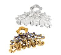 EPIGEIST Pinzas Cabello Vintage de Metal Forma de Flor Juego de 2 Piezas en Plata y Azul Sujetacabello Pequeño Antideslizante Pedrería para Mujer y Niña Accesorio Decorativo para