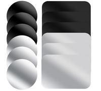 EPIGEIST Placas Metálicas Adhesivas para Teléfono Móvil y Coche Juego de 12 Unidades 6 Redondas y 6 Rectangulares Acabado Negro Mate y Plata Estándar Compatibles Soportes Magnéticos