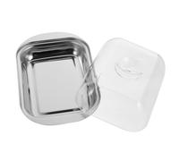 EPIGEIST Plato de Mantequilla de Acero Inoxidable Tapa Redonda Recipiente para Almacenar Alimentos Frescos Vajilla para Servir Postres y Queso Porta Pan para Cocina Doméstica