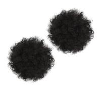 EPIGEIST Postizo Moño Rizado Afro 2 Piezas 15 Cm, Extensiones De Cabello Sintético Alta Temperatura Para Mujer, Coleteros Para Moños Casuales y Fiesta