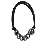 EPIGEIST Pulsera de Metal con Cadena y Banda Elástica Trenzada para Mujer, 1 Unidad, Color Gris Oscuro, para Cabello Grueso y Rizado, Accesorio Versátil para Coleta y Pulsera