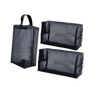 EPIGEIST Set de 3 Neceseres de Viaje Negros Bolsa de Maquillaje y Aseo Portátil Organizador de Cosméticos Resistente y Ligero para Almacenamiento Viaje y Uso Diario