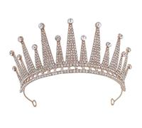 EPIGEIST Tiara de Gemas de Imitación Dorada para Novia, Diadema Perlas y Alfileres, Accesorio Cabello de Boda Elegante, Adecuado para Bodas y Fiestas, Complemento Princesa