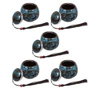 EPIGEIST Urnas Pequeñas para Cenizas de Mascotas 5 Piezas Mini Urnas de Cerámica Azul Esmaltado Tapa Hermética para Perros y Gatos Caja Conmemorativa para Restos Cremados Uso Interior