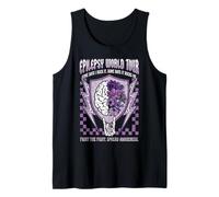 Epilepsia World Tour Purple Shield Floral Brain Camiseta sin Mangas