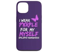 Epilepsy Awareness I Wear Purple for Myself Butterfly Ribbon Carcasa para iPhone 13