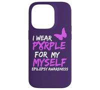Epilepsy Awareness I Wear Purple for Myself Butterfly Ribbon Carcasa para iPhone 14 Pro