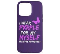 Epilepsy Awareness I Wear Purple for Myself Butterfly Ribbon Carcasa para iPhone 15 Pro MAX