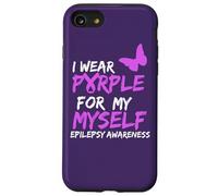Epilepsy Awareness I Wear Purple for Myself Butterfly Ribbon Carcasa para iPhone SE (2020) / 7/8