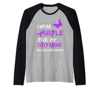 Epilepsy I Wear Purple For My Boyfriend Ribbon Camiseta Manga Raglan