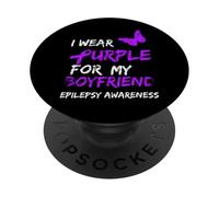 Epilepsy I Wear Purple For My Boyfriend Ribbon PopSockets PopGrip Adhesivo